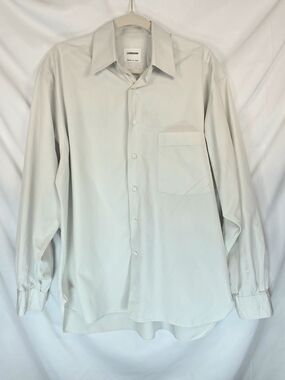 Lorenzini Italy Men's Dress Shirt Sz L Cream Off White Long Sleeve Button Front